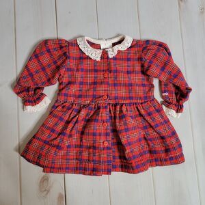 Vintage Baby Girl OshKosh B’Gosh Red Plaid Dress USA Size 18 Month